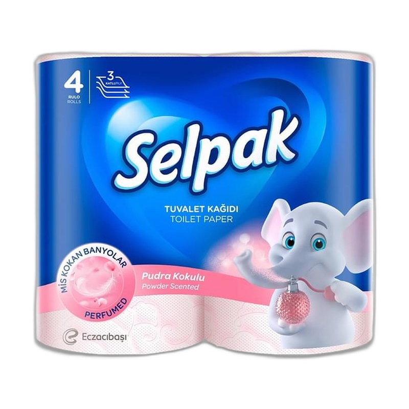 БУМАГА ТУАЛЕТНАЯ SELPAK PUDRA 3-СЛОЙНАЯ 4ШТ