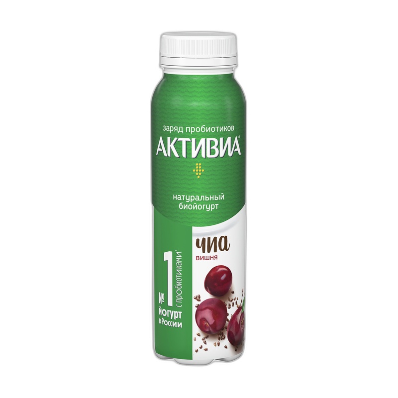 ЙОГУРТ ПИТЬЕВОЙ АКТИВИА ВИШНЯ ЧИА 260Г П/Б