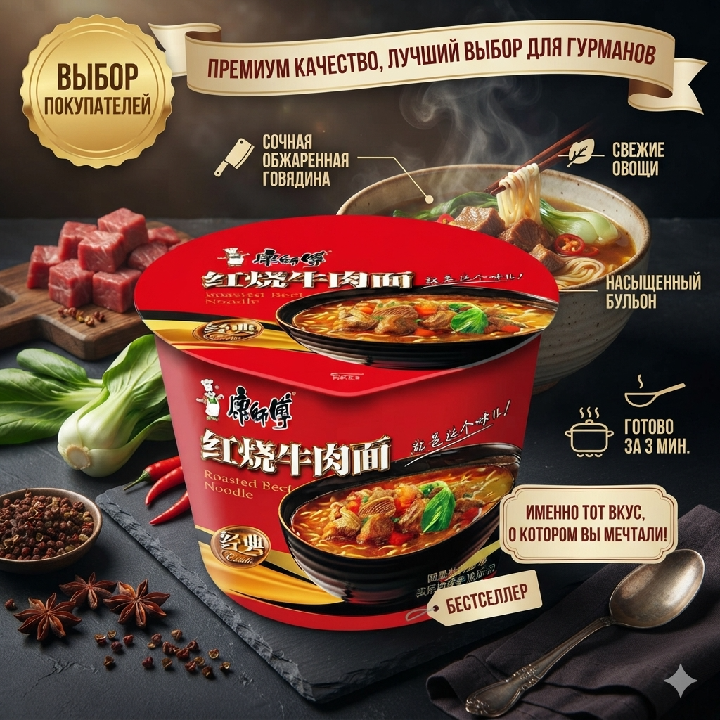 ЛАПША MASTER KONG СО ВКУСОМ ТУШЕННОЙ ГОВЯДИНЫ 110Г