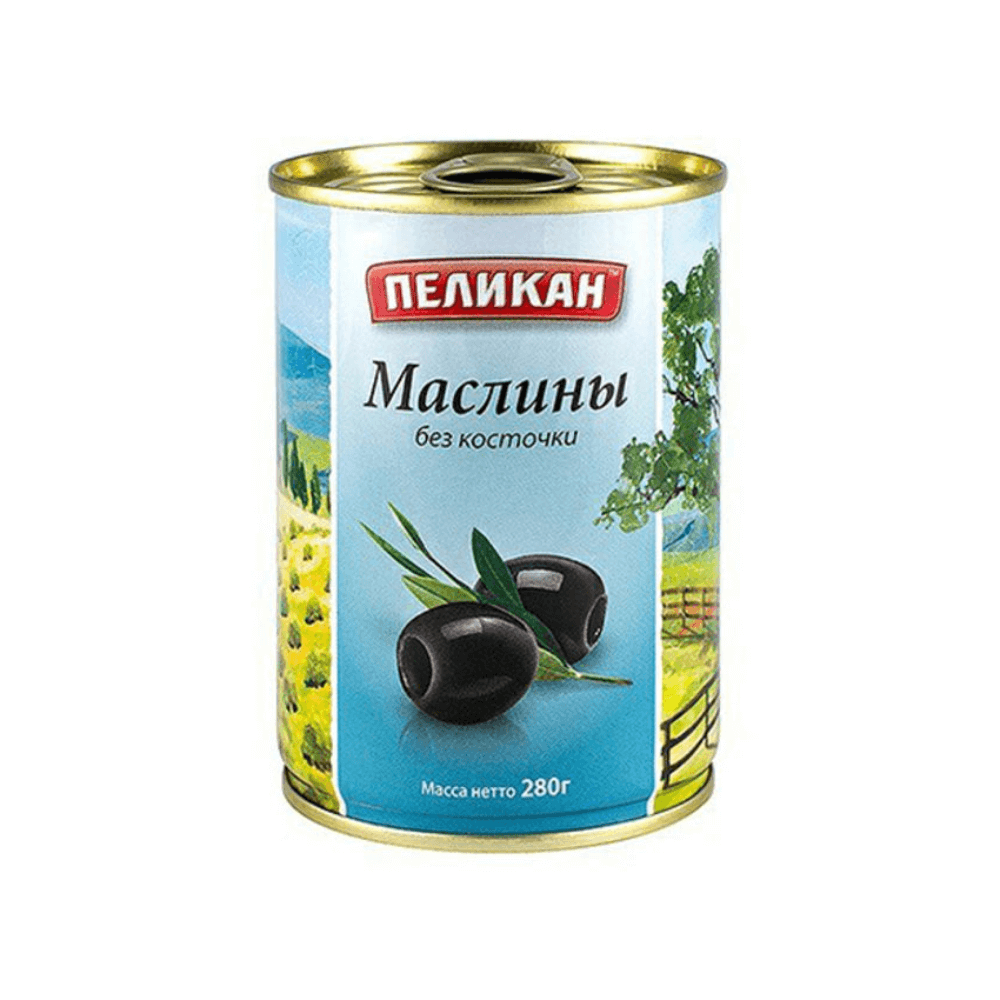 МАСЛИНЫ ПЕЛИКАН БЕЗ КОСТОЧКИ 280Г