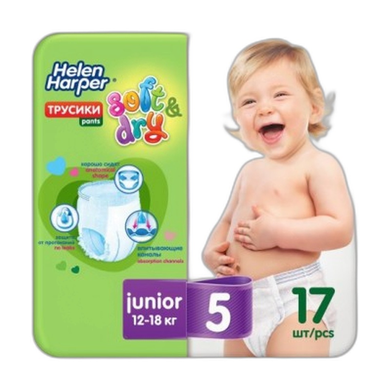 ТРУСИКИ-ПОДГУЗНИКИ HELEN HARPER SOFT&DRY 5 JUNIOR 12-18КГ 17ШТ