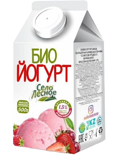 БИОЙОГУРТ СЕЛО ЛЕСНОЕ КЛУБНИКА 1,5% 500Г