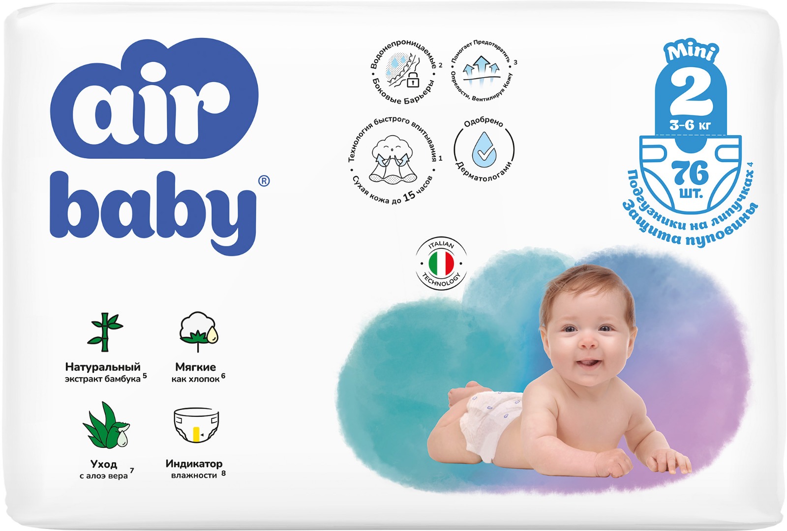 ПОДГУЗНИКИ AIR BABY MINI '2 76ШТ