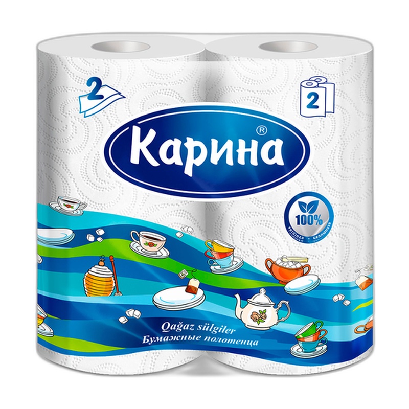 ПОЛОТЕНЦА БУМАЖНЫЕ КАРИНА 2-СЛОЙНЫЕ 2ШТ