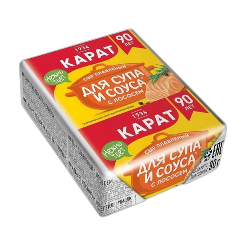СЫР ПЛАВЛЕНЫЙ КАРАТ С ЛОСОСЕМ 45% 90Г