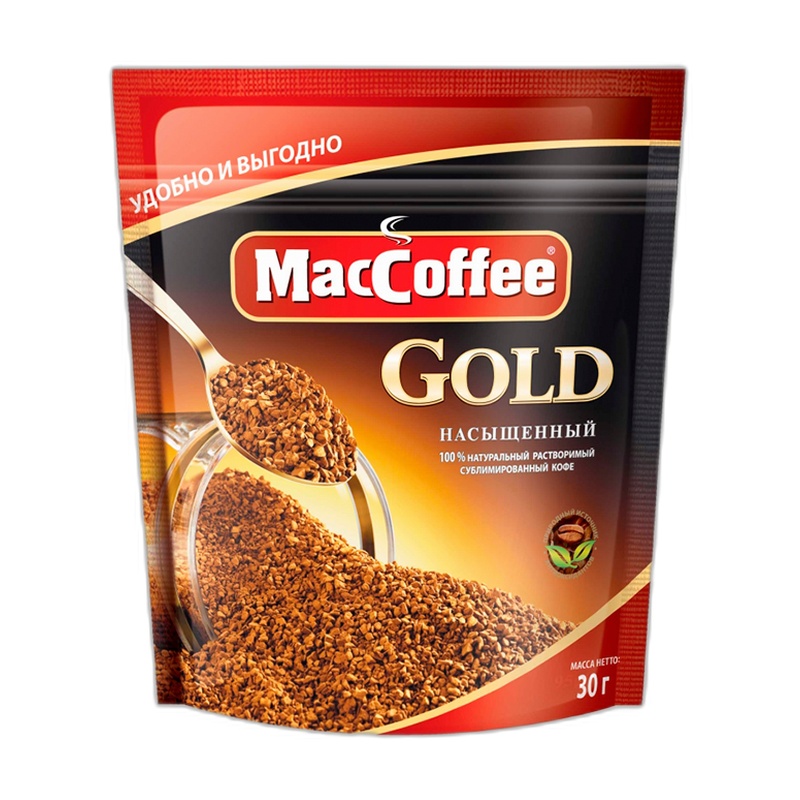 КОФЕ РАСТВОРИМЫЙ MACCOFFEE GOLD 30Г Д/П