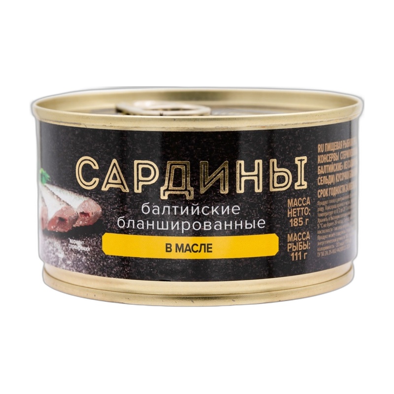 САРДИНА ЗА РОДИНУ БАЛТИЙСКАЯ БЛАНШИРОВАННАЯ В МАСЛЕ 185Г КЛЮЧ
