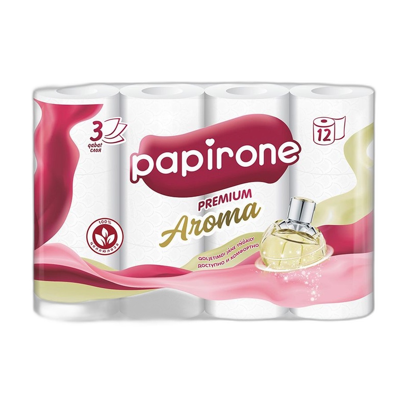 БУМАГА ТУАЛЕТНАЯ PAPIRONE AROMA 3-СЛОЙНАЯ 12ШТ
