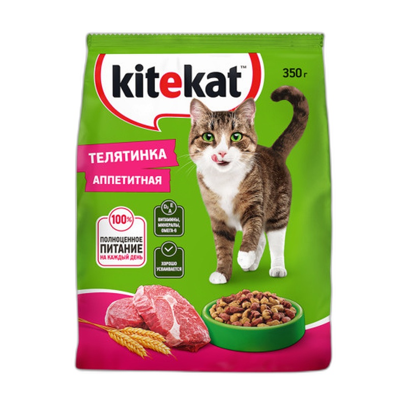 КОРМ ДЛЯ КОШЕК KITEKAT ТЕЛЯТИНКА 350Г