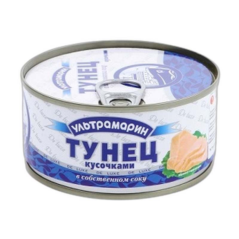 ТУНЕЦ УЛЬТРАМАРИН КУСОЧКИ В СОБСТВЕННОМ СОКУ 185Г КЛЮЧ