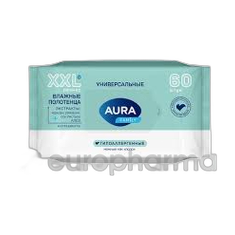 ПОЛОТЕНЦА ВЛАЖНЫЕ AURA FAMILY 60ШТ