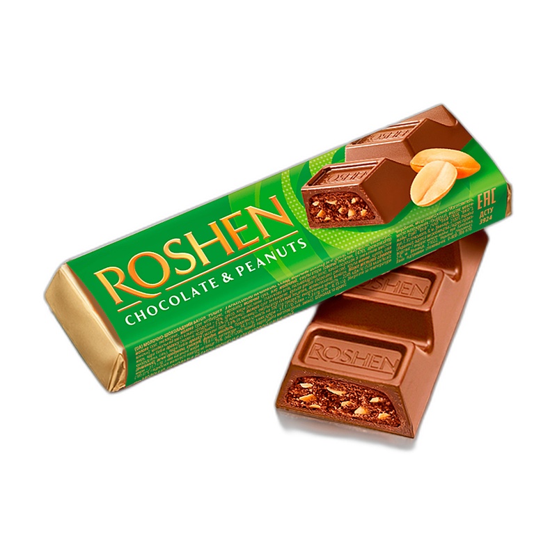 БАТОНЧИК ROSHEN МОЛОЧНО-ШОКОЛАДНЫЙ С АРАХИСОВОЙ НАЧИНКОЙ 50Г
