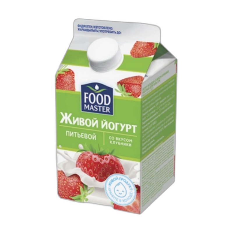 ЙОГУРТ ПИТЬЕВОЙ FOODMASTER КЛУБНИКА 2% 450МЛ Т/П