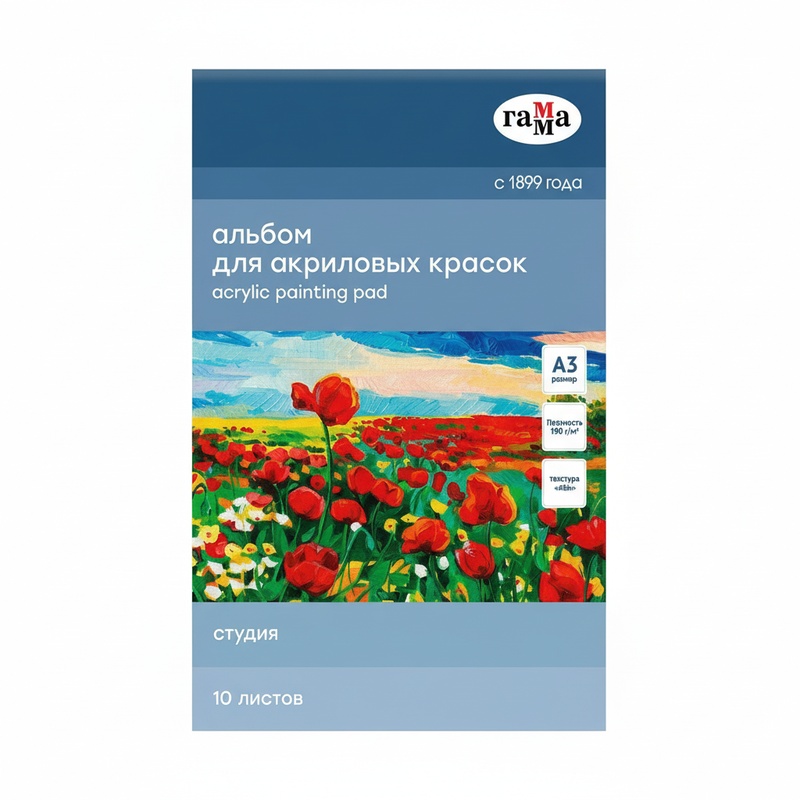 АЛЬБОМ ДЛЯ АКРИЛА ГАММА СТУДИЯ 10Л А3 СКЛЕЙКА