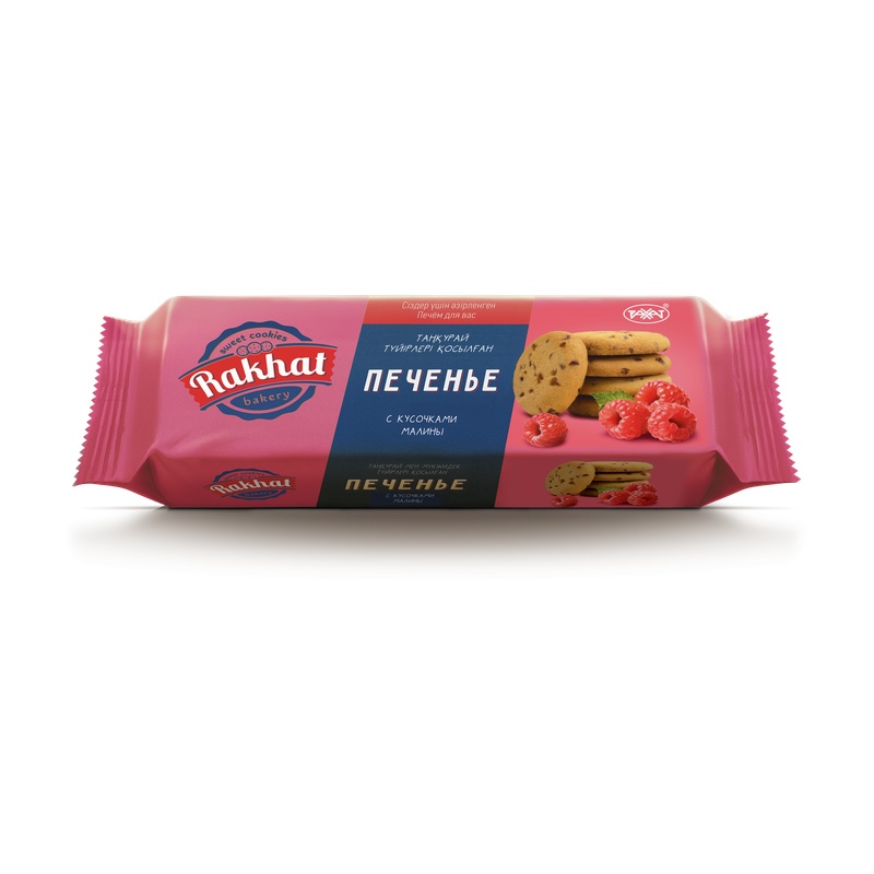 ПЕЧЕНЬЕ РАХАТ BAKERY С КУСОЧКАМИ МАЛИНЫ 135Г