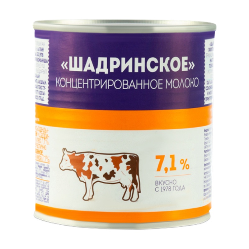 МОЛОКО ШАДРИНСКОЕ КОНЦЕНТРИРОВАННОЕ 7,1% 300МЛ Ж/Б
