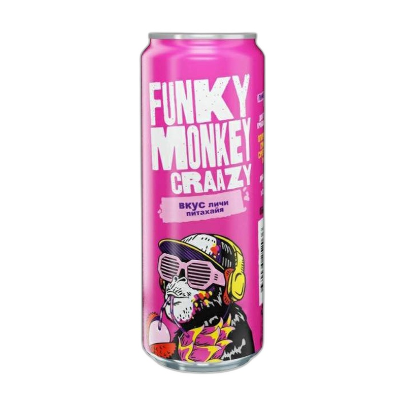 НАПИТОК ГАЗ FUNKY MONKEY CRAAZY ЛИЧИ ПИТАХАЙЯ 0,45Л Ж/Б