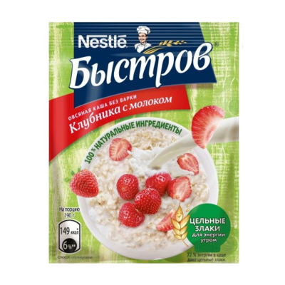 КАША БЫСТРОВ КЛУБНИКА С МОЛОКОМ 40Г