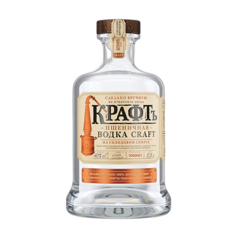 ВОДКА КРАФТЪ ПШЕНИЧНАЯ 40% 0,5Л