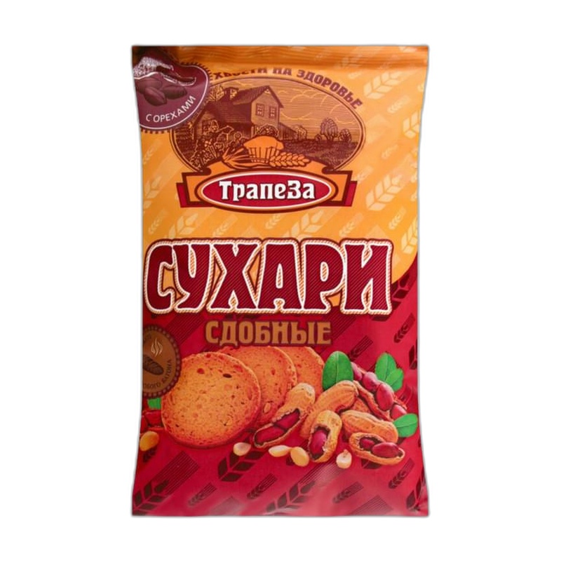 СУХАРИ ТРАПЕЗА СДОБНЫЕ С ОРЕХОМ 200Г