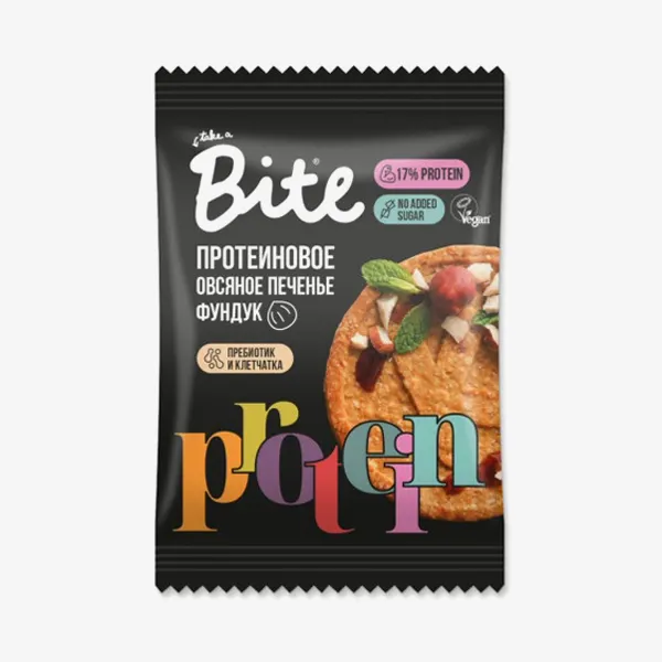 ПЕЧЕНЬЕ ПРОТЕИНОВОЕ BITE ОВСЯНОЕ ФУНДУК 69Г