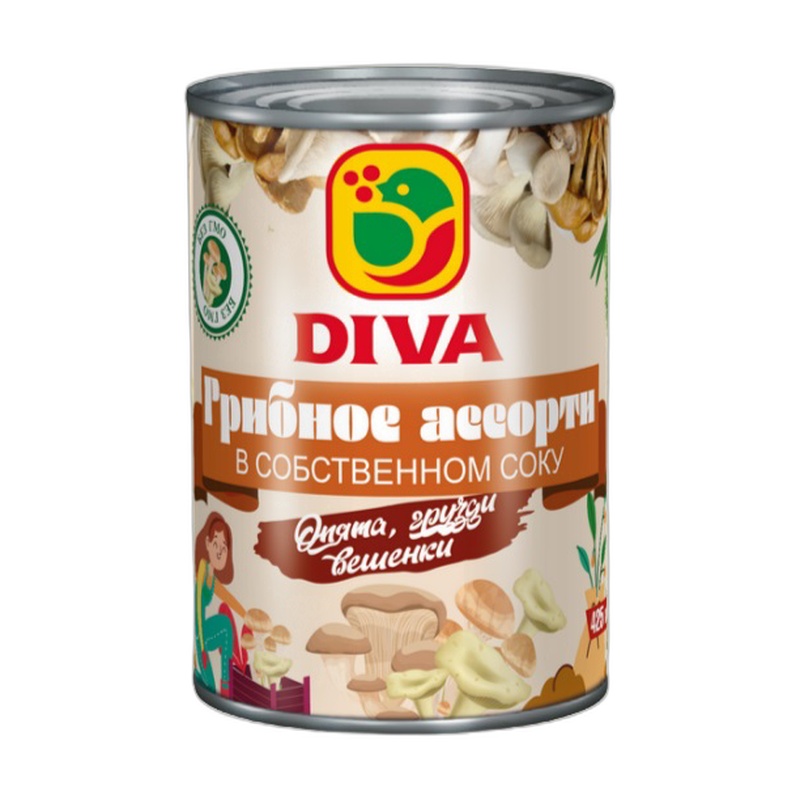 ГРИБЫ DIVA АССОРТИ В РАССОЛЕ 425МЛ