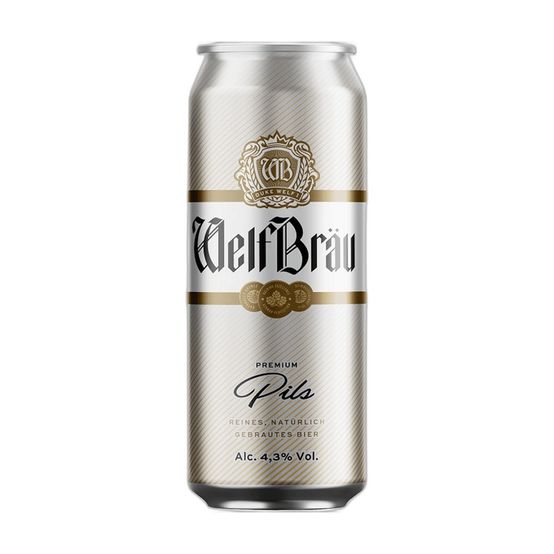 ПИВО WELFBRAU PREMIUM PILS СВЕТЛОЕ 4,3% 0,5Л Ж/Б