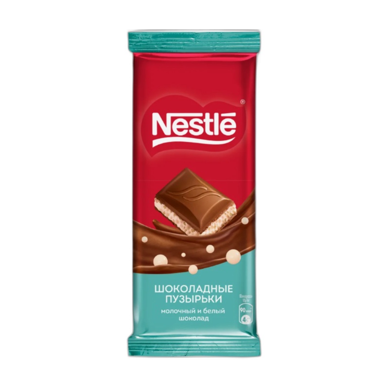 ШОКОЛАД NESTLE МОЛОЧНЫЙ ШОКОЛАДНЫЕ ПУЗЫРЬКИ БЕЛЫЙ ПОРИСТЫЙ 75Г