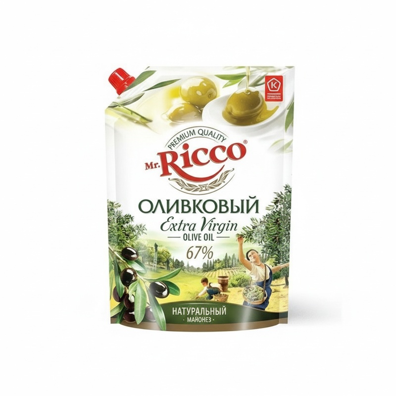 МАЙОНЕЗ MR.RICCO ОЛИВКОВЫЙ EXTRA VIRGIN 67% 800МЛ Д/П