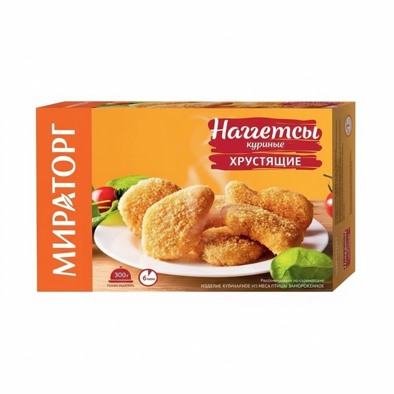 НАГГЕТСЫ МИРАТОРГ КУРИНЫЕ ХРУСТЯЩИЕ 300Г