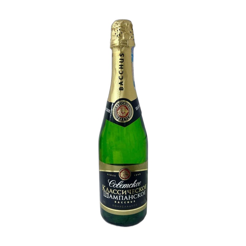 ВИНО ИГРИСТОЕ BACCHUS СОВЕТСКОЕ КЛАССИЧЕСКОЕ ПОЛУСЛАДКОЕ 12,5% 0,75Л