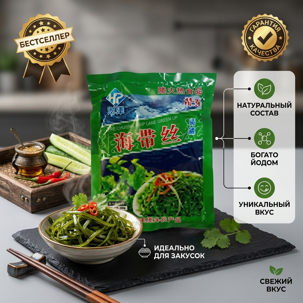 КАПУСТА МОРСКАЯ ДЛЯ САЛАТА СУШЕННАЯ 100Г