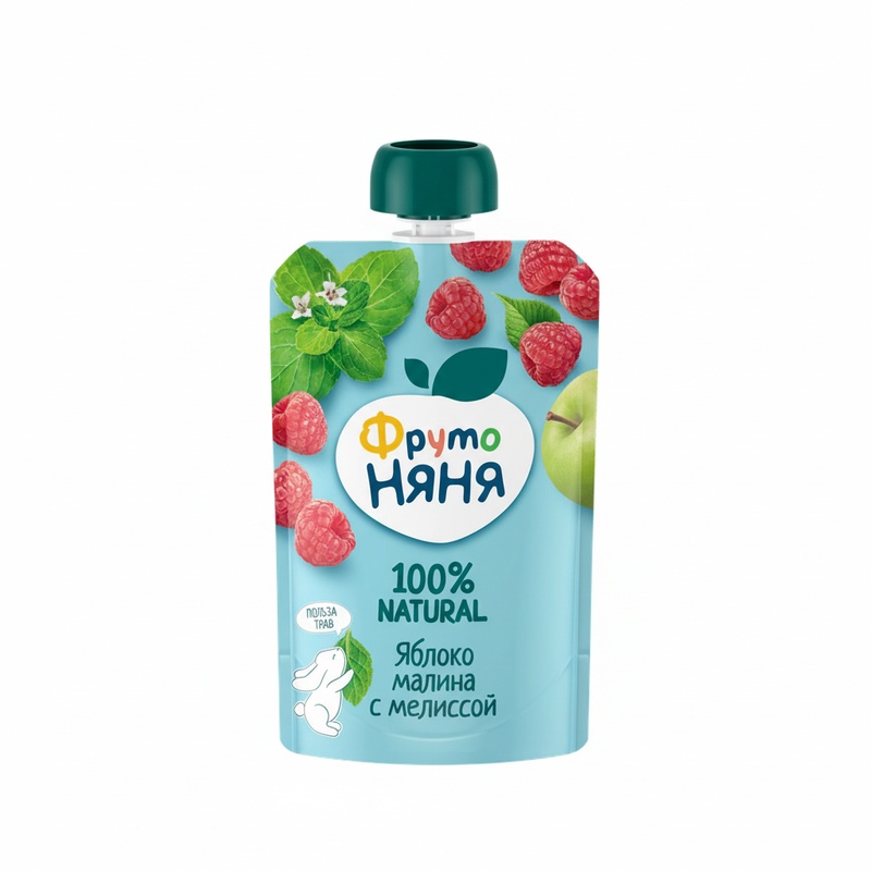 ПЮРЕ ФРУТО НЯНЯ ЯБЛОКО МАЛИНА МЕЛИССА 90Г ПАУЧ