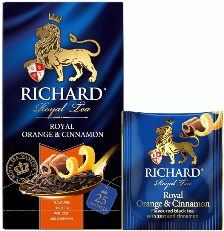 ЧАЙ ЧЕРНЫЙ RICHARD ROYAL ORANGE&CINNAMON 25 ПАКЕТИКОВ