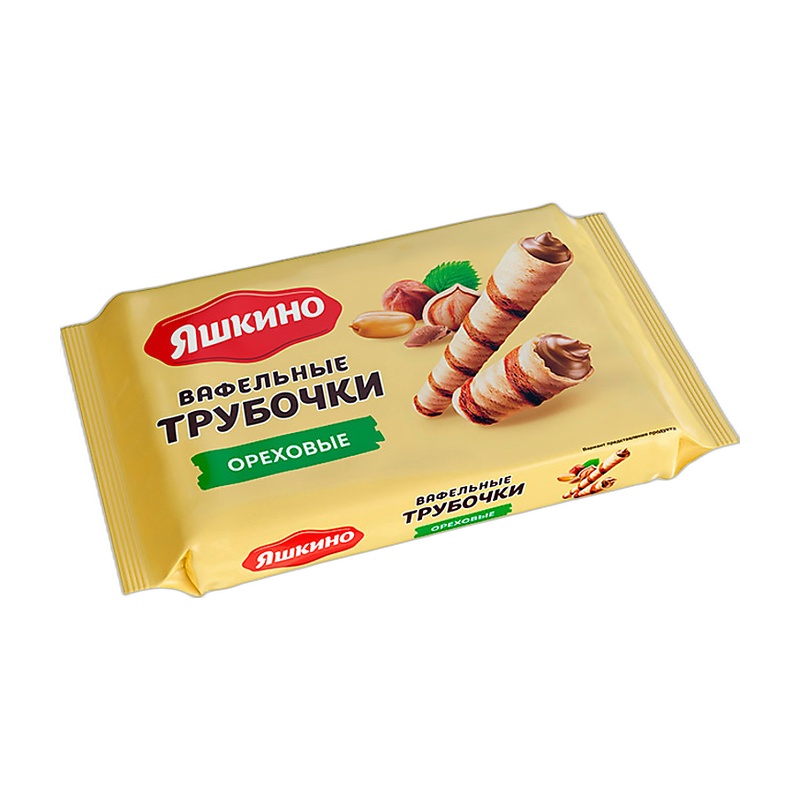 ТРУБОЧКИ ЯШКИНО ВАФЕЛЬНЫЕ ОРЕХОВЫЕ 190Г