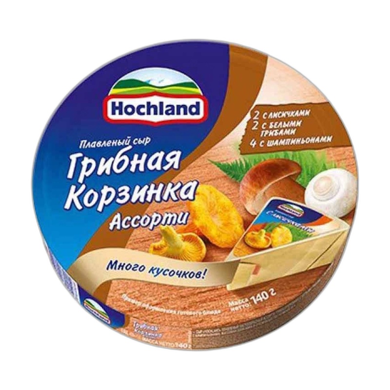 СЫР ПЛАВЛЕННЫЙ HOCHLAND СЫР ГРИБНАЯ КОРЗИНА 8/8 140Г