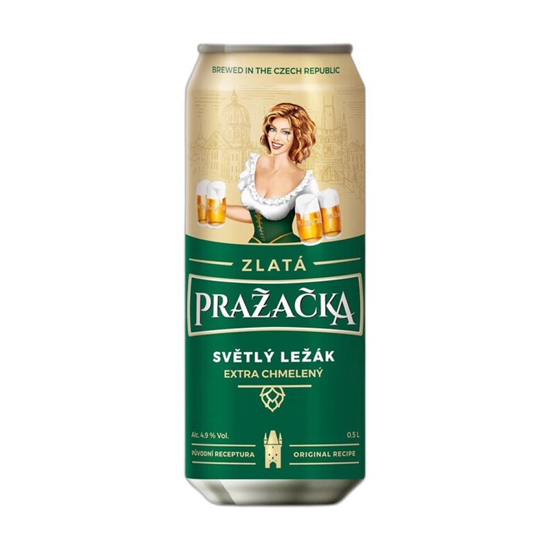 ПИВО PRAZACKA ZLATA СВЕТЛОЕ 4,9% 0,5Л Ж/Б