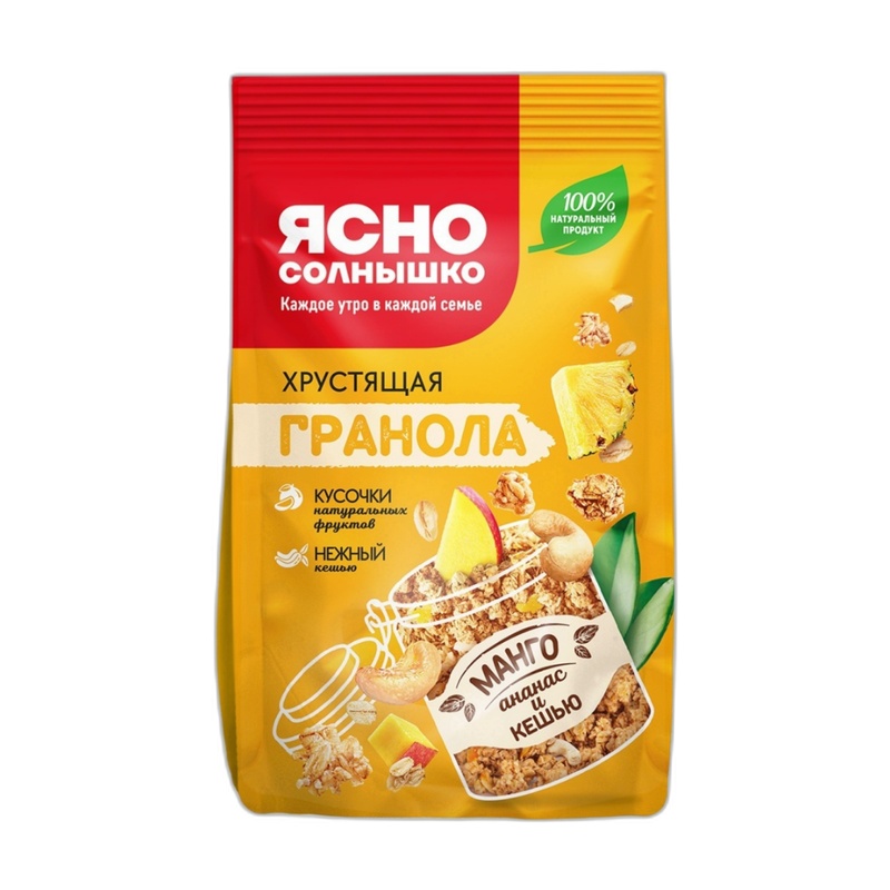 ГРАНОЛА ЯСНО СОЛНЫШКО МАНГО АНАНАС КЕШЬЮ 250Г
