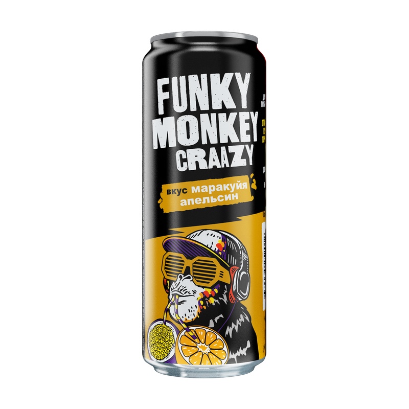 НАПИТОК ГАЗ FUNKY MONKEY CRAAZY МАРАКУЙЯ АПЕЛЬСИН 0,45Л Ж/Б