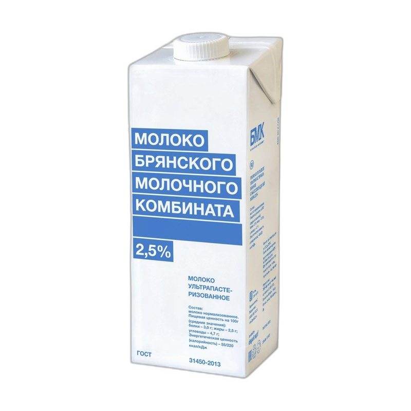 МОЛОКО БМК 2,5% У/П 1Л Т/П