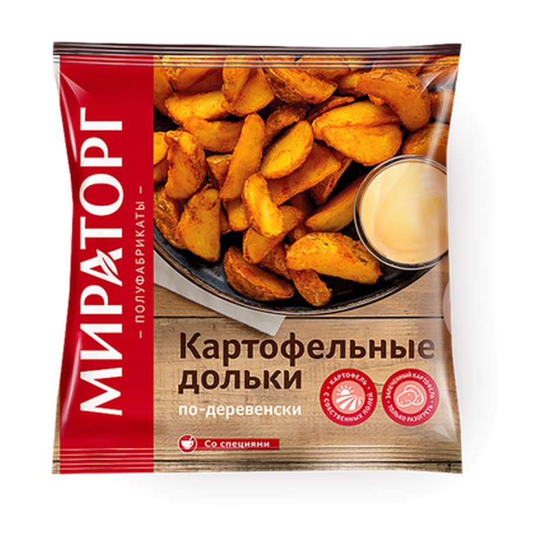 КАРТОФЕЛЬНЫЕ ДОЛЬКИ ЗАМОРОЖЕННЫЕ МИРАТОРГ С КОЖУРОЙ 400Г