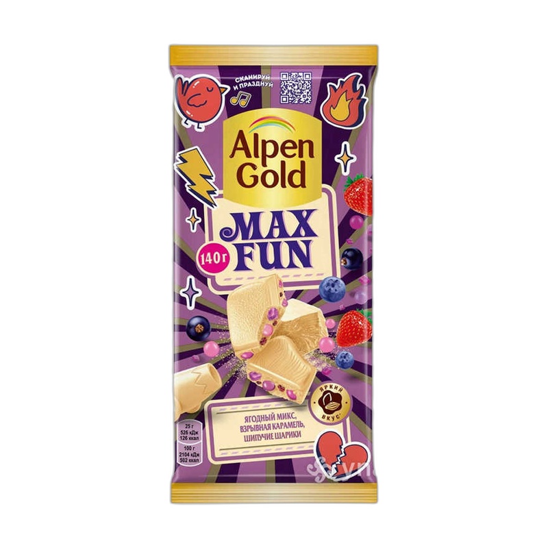 ШОКОЛАД ALPEN GOLD MAX FUN ЯГОДНЫЙ МИКС 140Г