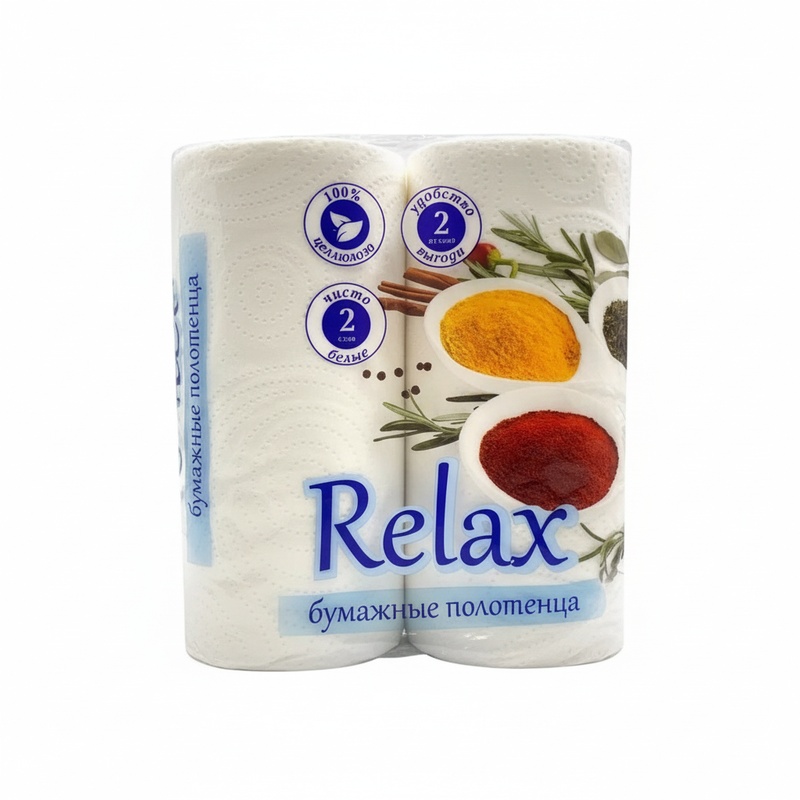 ПОЛОТЕНЦА БУМАЖНЫЕ RELAX 2-СЛОЙНЫЕ 2ШТ