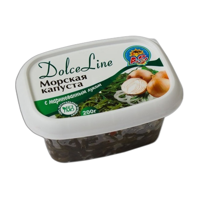 САЛАТ АС КАПУСТА МОРСКАЯ DOLCE LINE С МАРИНОВАННЫМ ЛУКОМ 200Г ПЛ/Б