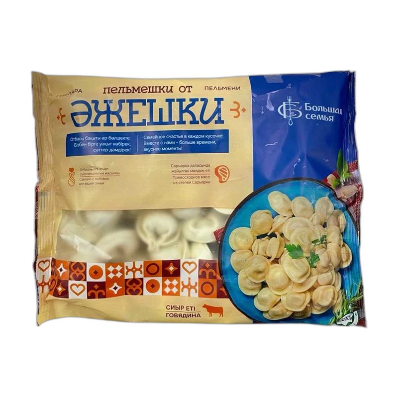 ПЕЛЬМЕНИ БОЛЬШАЯ СЕМЬЯ ПЕЛЬМЕШКИ ОТ ӘЖЕШКИ 450Г