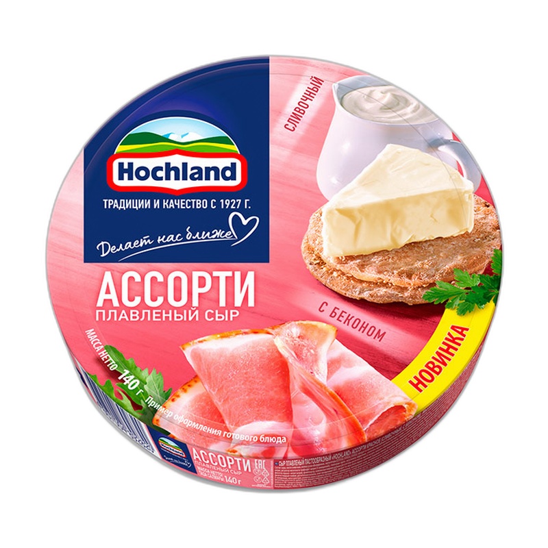 СЫР ПЛАВЛЕННЫЙ HOCHLAND СЫР АССОРТИ КРАСНОЕ 8/8 140Г