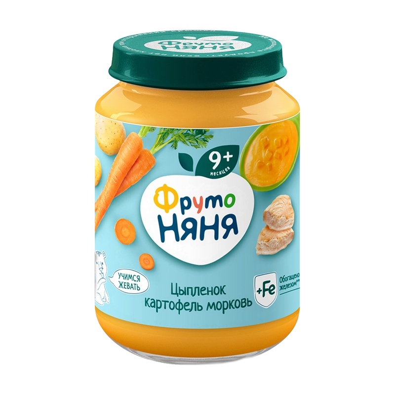 ПЮРЕ ФРУТО НЯНЯ ЦЫПЛЕНОК КАРТОФЕЛЬ МОРКОВЬ 190Г СТ/Б