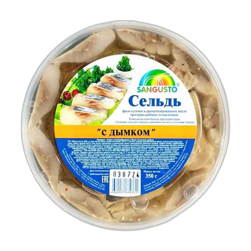 ПРЕСЕРВА ФИЛЕ КУС В МАСЛЕ С ДЫМОМ SANGUSTO 300Г ПЛ/Б