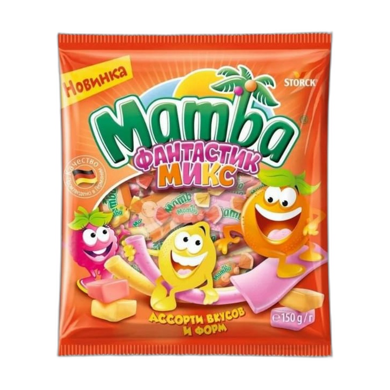 КОНФЕТЫ ЖЕВАТЕЛЬНЫЕ MAMBA ФАНТАСТИК МИКС 150Г