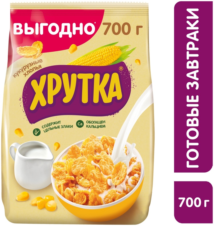 ЗАВТРАК ГОТОВЫЙ ХРУТКА КУКУРУЗНЫЕ ХЛОПЬЯ 700Г